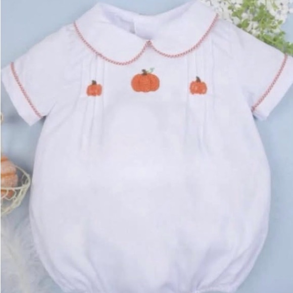 White Pumpkin Embroidered Kids Bodysuit